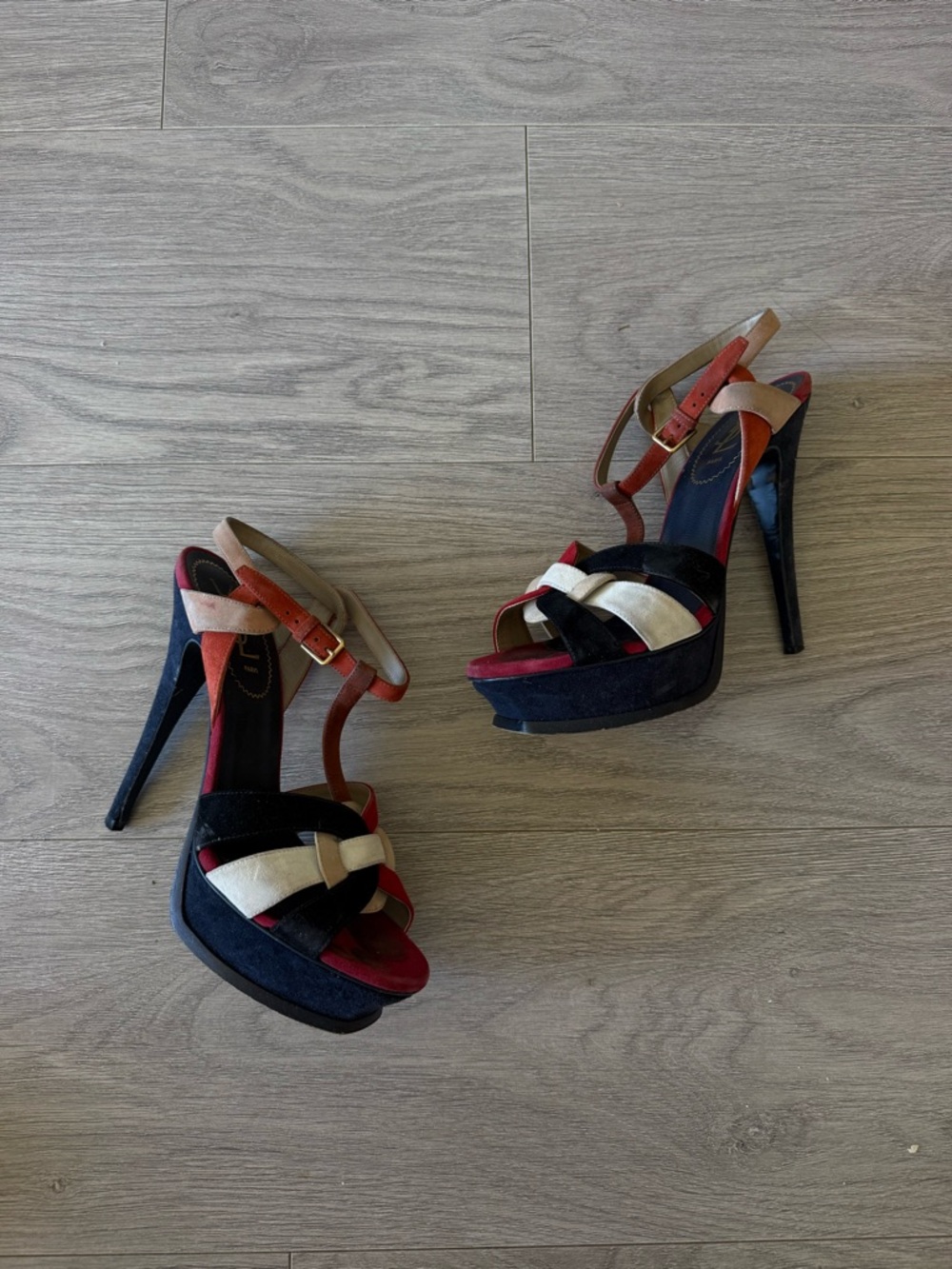 Saint Laurent Tribute Sandals Shoes Suede Multicolor - Picture 3 of 5
